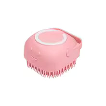 Escova de Massagem em Silicone Macio 2 em 1 para Pets – Com Dispensador de Shampoo