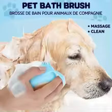 Escova de Massagem em Silicone Macio 2 em 1 para Pets – Com Dispensador de Shampoo