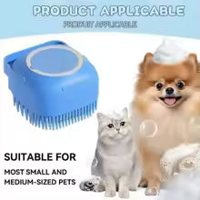 Escova de Massagem em Silicone Macio 2 em 1 para Pets – Com Dispensador de Shampoo